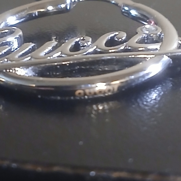 Gucci Silver Cursive Logo Hoop Earrings - Picture 7 of 8